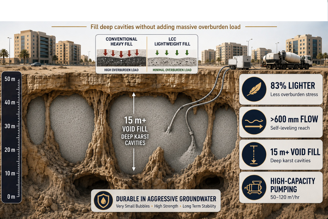 LCC technology for underground cavity treatment